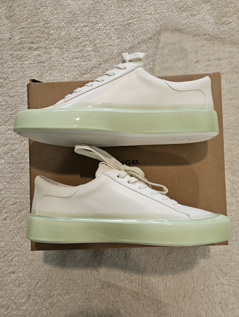 NWT Vince Gabi Dipped Platform Sneakers Size 10 White Mint Green Pastel - Picture 3 of 6